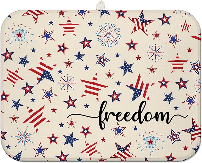 4th of July Dish Drying Mat for Kitchen Counter, Independence Day Stars by Unknown