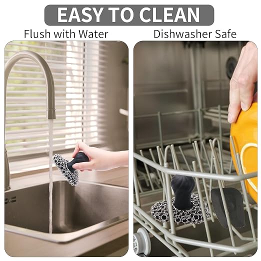 Cast Iron Scrubber with Handle 316 Dish Cast Cleaner Chainmail Scrubber - Image 6