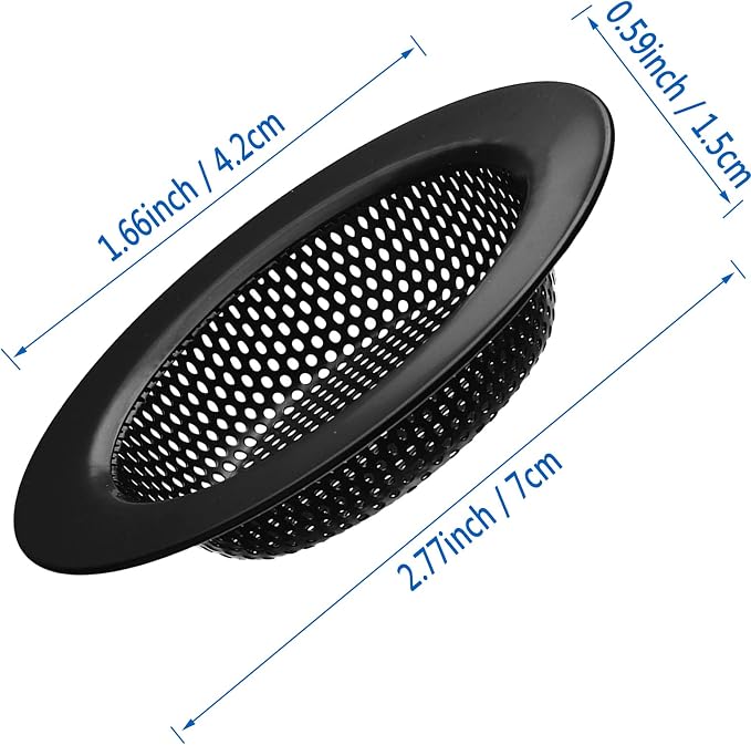 2 Pcs Black Stainless Steel Mesh Sink Drain Strainer, 2.75" Top/1.66" Kitchen - Image 5