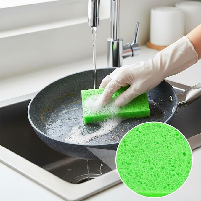 12 PCS Pop up Sponges Kitchen Cellulose Sponges 4.33 X 2.76 Inch Green Kitchen - Image 5