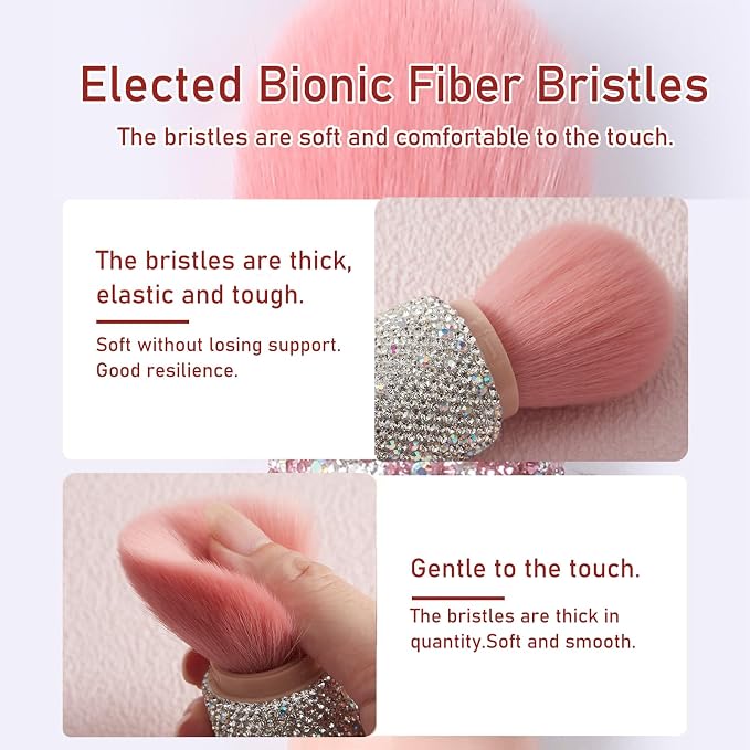 WOKOTO 4 in 1 White Diamond-Embellished Makeup Brushes - Image 3