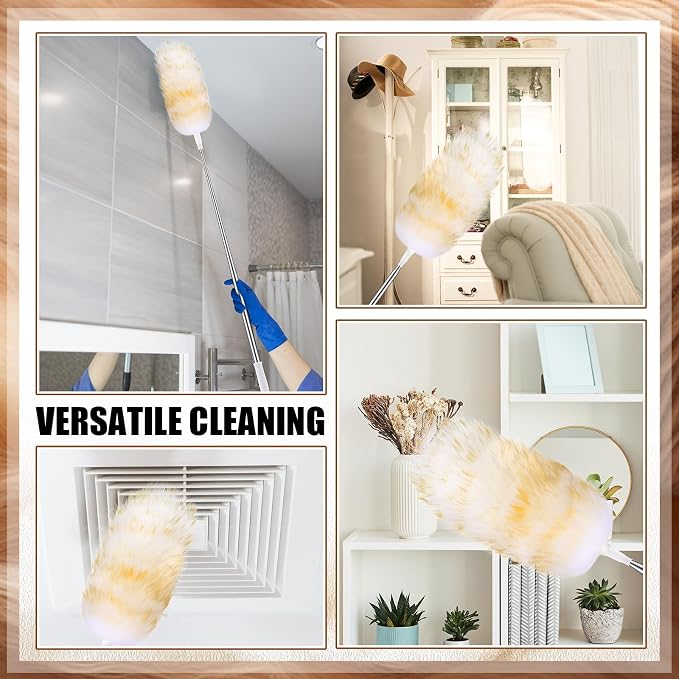 Remerry Lambswool Cleaning Duster Extendable Feather Duster 30-96 Inch - Image 5