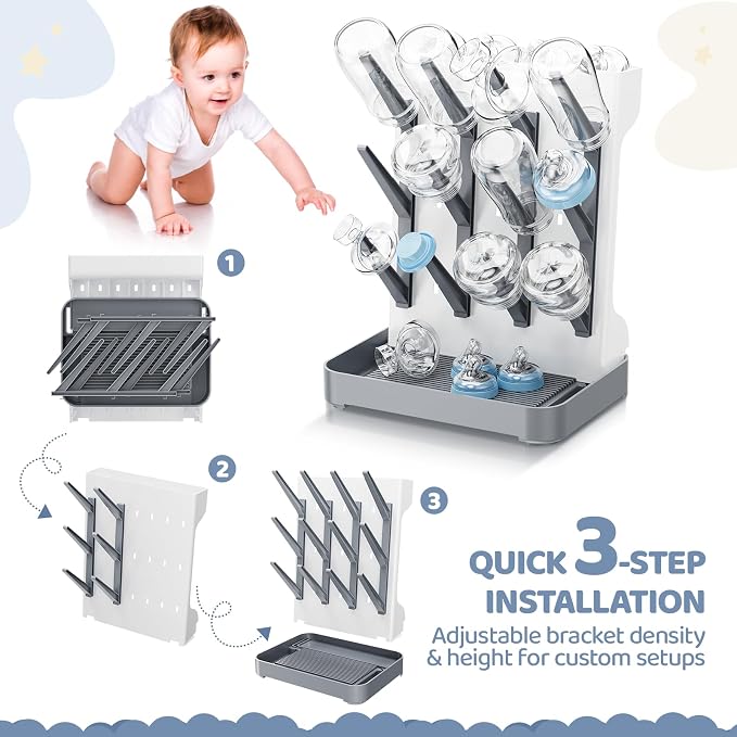 Dayacoco Baby Bottle Drying Rack, Space Saving Vertical Bottles Dryer Holder - Image 7