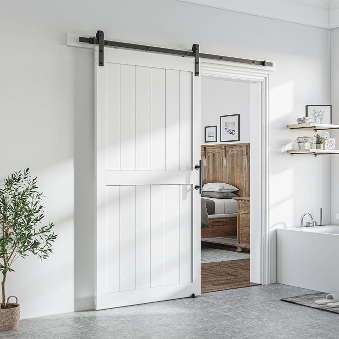 SmartStandard 42 x 84 inch White Sliding MDF Barn Door - Image 8