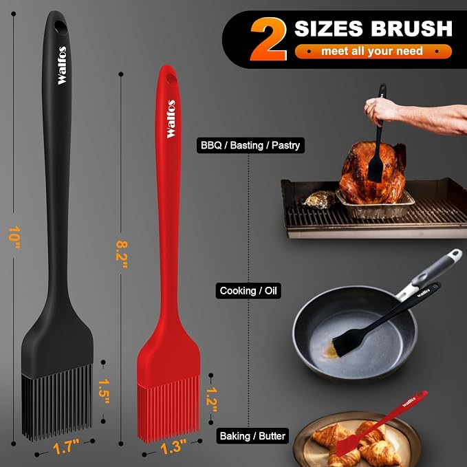 Walfos Silicone Basting Brush Set, 5 Pieces Heat Resistant Pastry Brush - Image 2