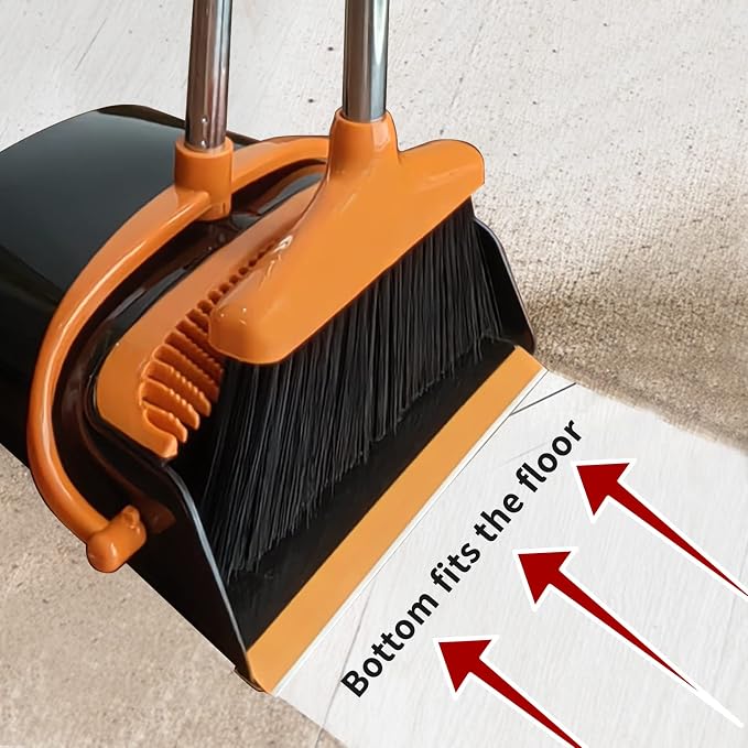 Broom and Dustpan Set Adjustable Length Stainless Steel Broomstick Standing - Image 5