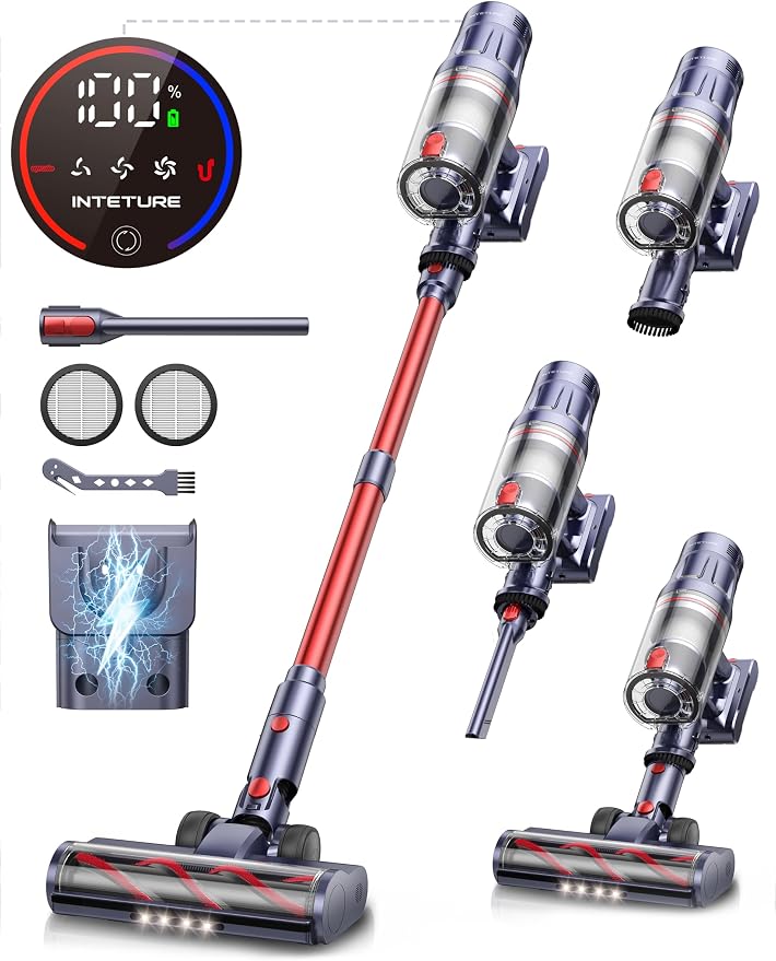 Cordless Vacuum Cleaner, 600W 50Kpa 65Mins Vacuum Cleaners by INTETURE