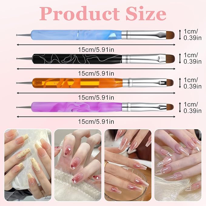 4 Pcs French Tip Brush Nail Art Brush Tools - Image 2