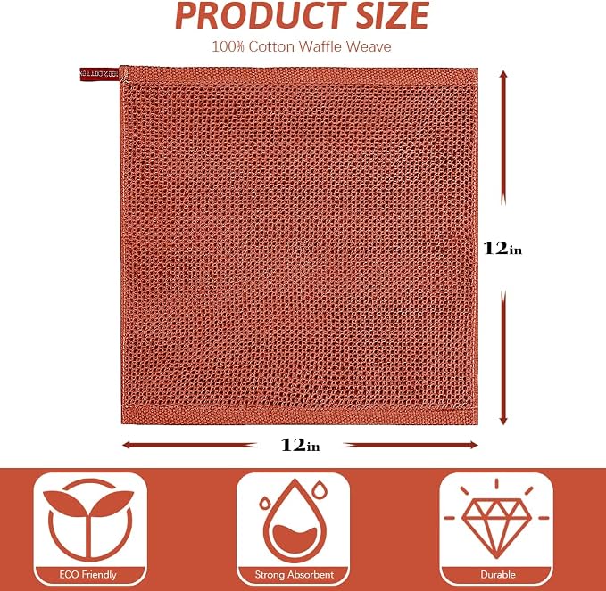 Nialnant 100% Cotton Waffle Weave Dish Cloths, 4 Pack Super Absorbent Dish - Image 2
