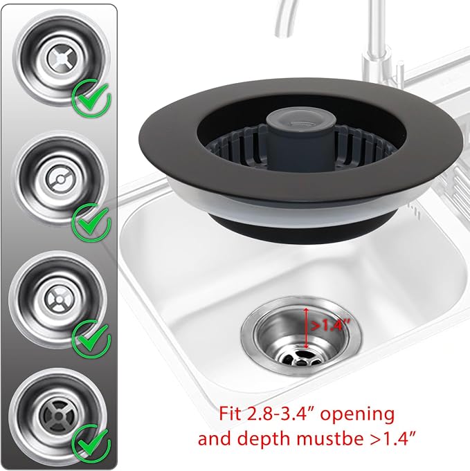 3 in 1 Kitchen Sink Stopper, Pop Up Kitchen Sink Drain Strainer, - Image 5