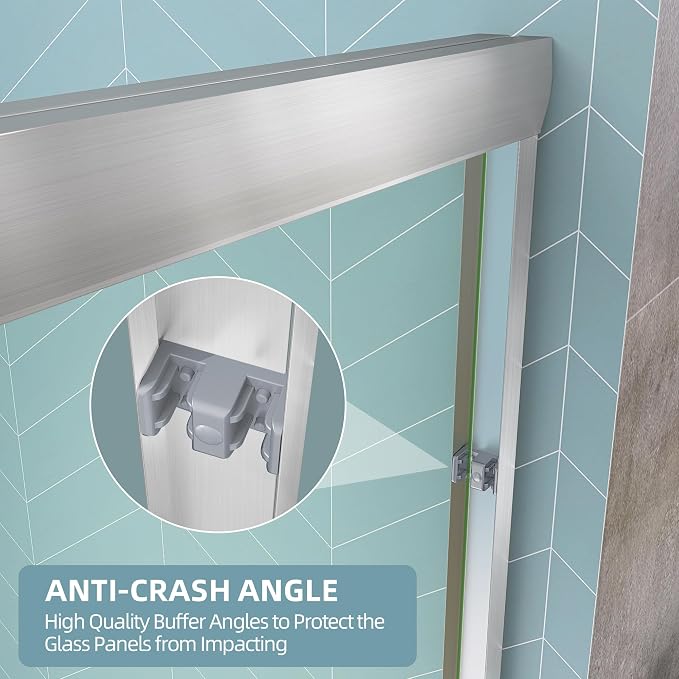 GETPRO Semi-Frameless Shower Door Double Sliding 56-60 in. W x 72 in. H Bypasss - Image 6