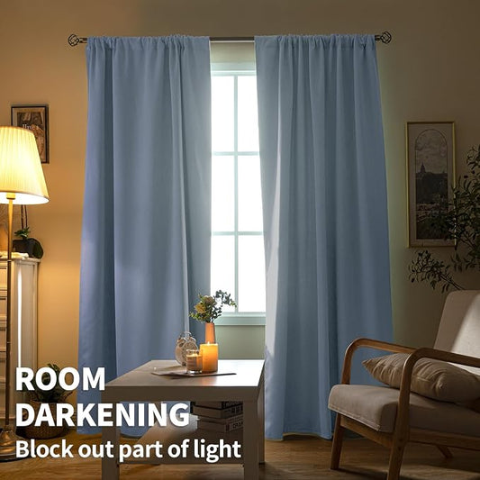 BGment Baby Blue Room Darkening Curtains 63 Inches Long - Image 2