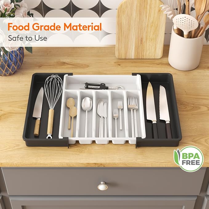 Lifewit Silverware Drawer Organizer, Expandable Utensil Tray - Image 6