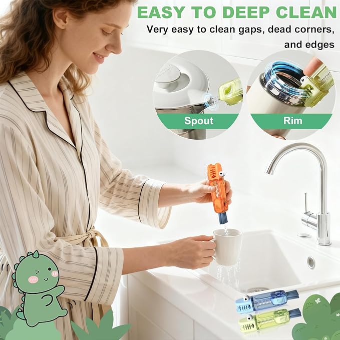 3 in 1 Cup Lid Gap Cleaning Brush, Portable Water Bottle Brush, Bottle Gaps - Image 2