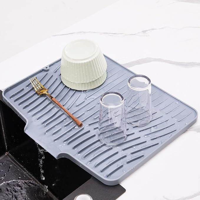 Silicone Dish Drying Mat for Kitchen Counter, Non-Slip Dish Drying Pad by YUEYUEJIA