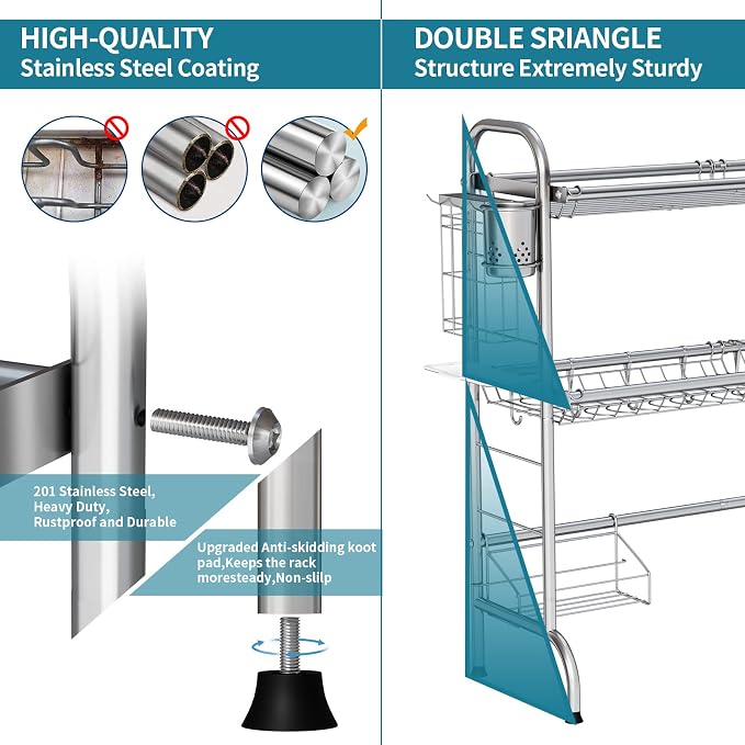HOWDIA Stainless Steel 2-Tier Over The Sink Dish Drying Rack - Image 5