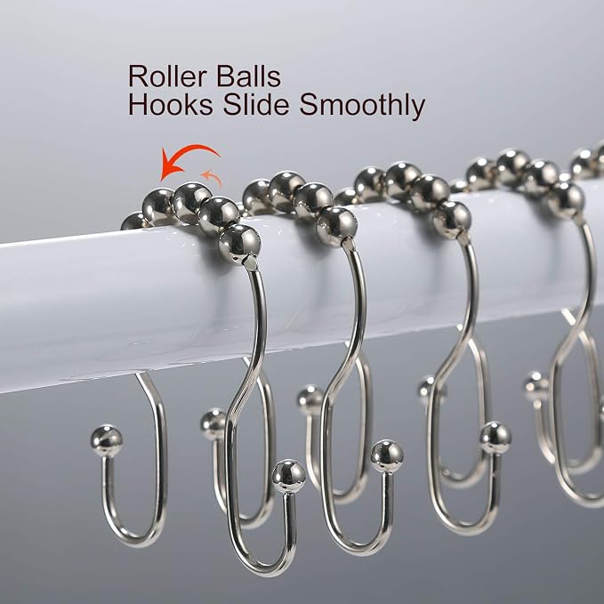 Goowin Shower Curtain Hooks, Stainless Steel Shower Curtain Hangers, Double - Image 5