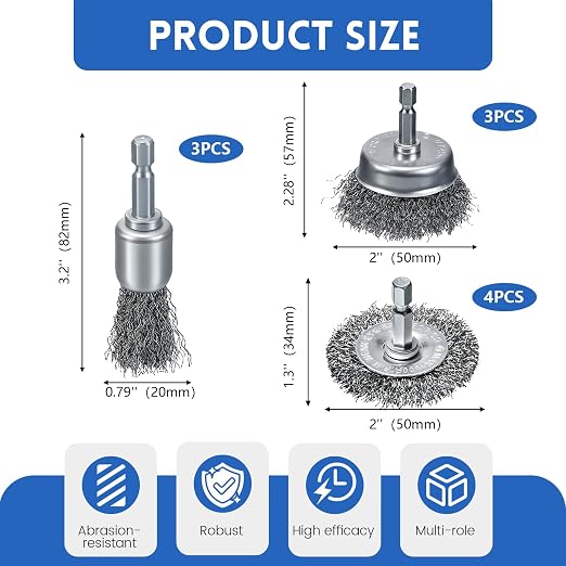 10 Pcs Drill Wire Brushes Coarse Carbon Steel Crimping Wire Wheel Cup Brushes - Image 2