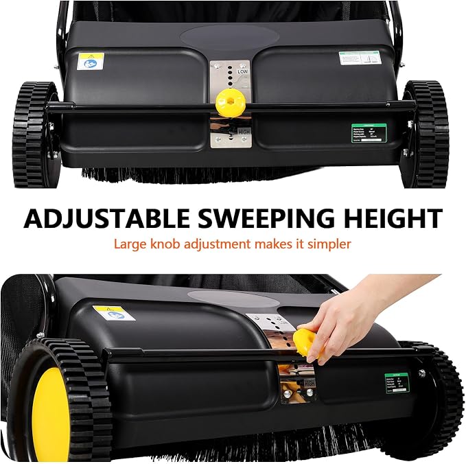2026 Upgraded 26 Inch Push Lawn Sweeper | 4 Spinning Brushes & Adjustable Height - Image 5