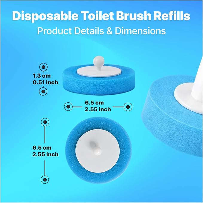 CiLoN 24pcs Disposable Toilet Brush Sponge Head Refills, 5-Layer Pre-Loaded - Image 2