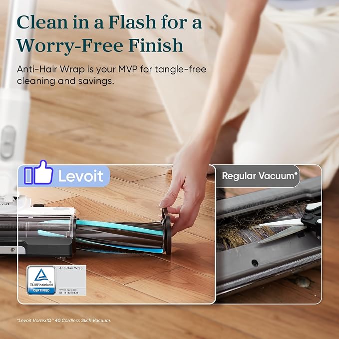 LEVOIT Cordless Stick Vacuum, Anti-Tangle, LED Headlights, Removable Battery - Image 5