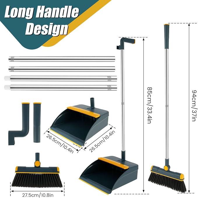 Broom and Dustpan Set for Home, 180° Rotating Broom Combo, Foldable Standing - Image 5