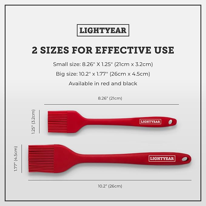 Lightyear Silicone Basting Pastry Brush Set 450°F Heat Resistant Oil Brush - Image 3