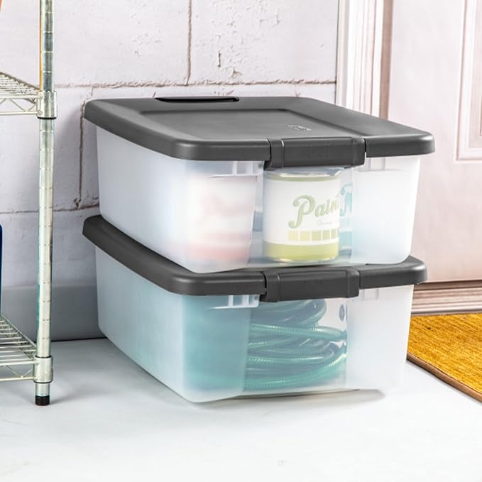 Sterilite 18-Pack Plastic Storage Bins w/ Lids, Shelf Totes Clear Containers - Image 2