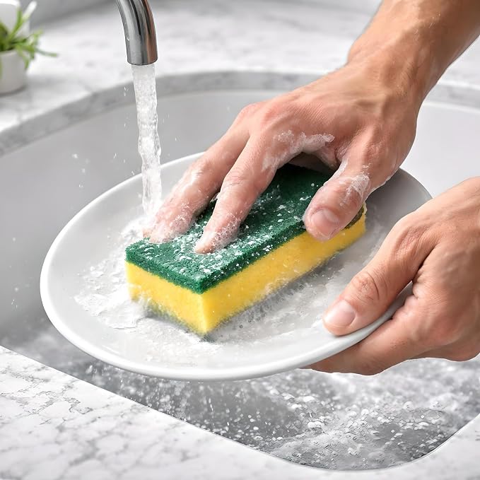 Kitchen Sponges 10-Pack Heavy Duty Dual Sided Dish Scrubber Sponges, Sponges - Image 4
