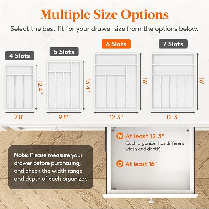 Lifewit Silverware Tray, Deep Wide Cutlery Drawer Organizer Storage - Image 2