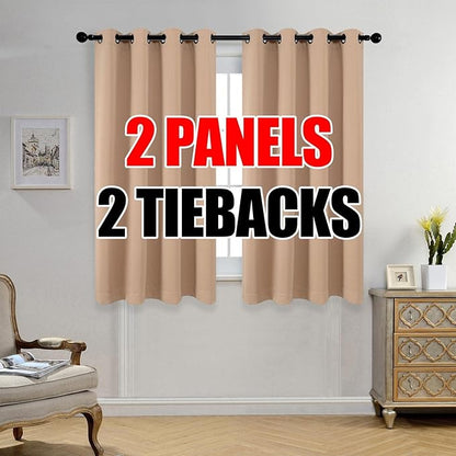 MIUCO Room Darkening Grommet Thermal Insulated Blackout Window Curtains Panels for Gilrs Room Window 1 Pair 52x63 Inch Taupe, Bonus 2 Tie Backs Included