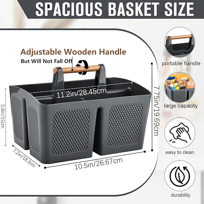 Haundry Plastic Gray Shower Caddy Basket - Image 2