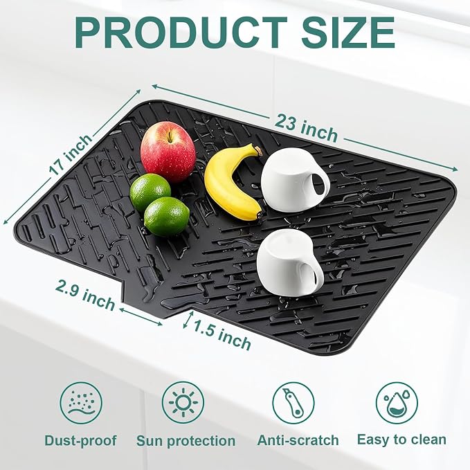 Silicone Dish Drying Mat 23x17 Multiple Usage, Easy clean, Eco-friendly - Image 3