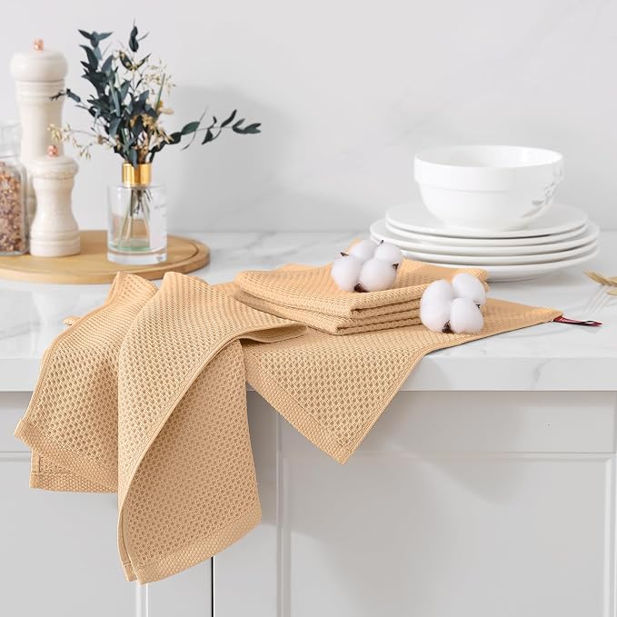 Kitinjoy 100% Cotton Kitchen Dish Cloths, 6 Pack Waffle Weave Ultra Soft - Image 3