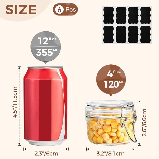 ComSaf 4oz Small Airtight Glass Jars Set of 6 - Image 2