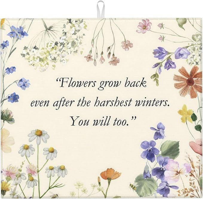 Inspirational Flower Language Dish Drying Mat 16x18 Inch, Microfiber Absorbent by Unknown