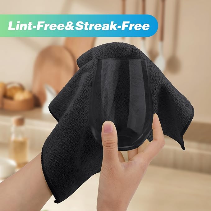 HOMEXCEL Black Microfiber Cleaning Cloth, 24 Pack Absorbent Cleaning Rags - Image 4