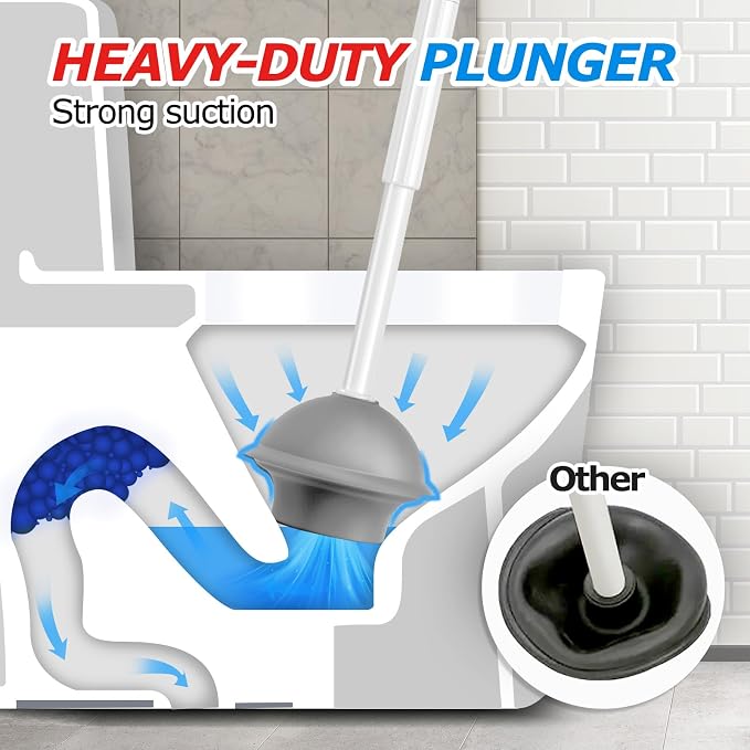 3 in 1 Toilet Brush and Plunger Set, Toilet Bowl Brush Plunger Set, Toilet - Image 3