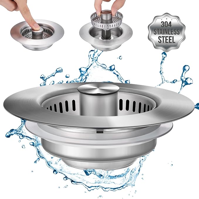 Upgraded 3 in 1 Kitchen Sink Drain Strainer by INKHUT