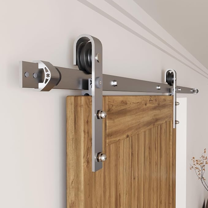 Homacer Brushed Nickel Non-Bypass Sliding Barn Door Hardware Kit, - Image 3