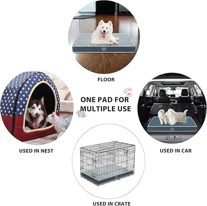 VANKEAN Waterproof Dog Pad Bed Mat Reversible (Warm&Cool), Removable Washable Cover & Waterproof Inner Lining, Pet Mattress for Cats and Dogs, Joint Relief Crate Bed, Navy-Medium