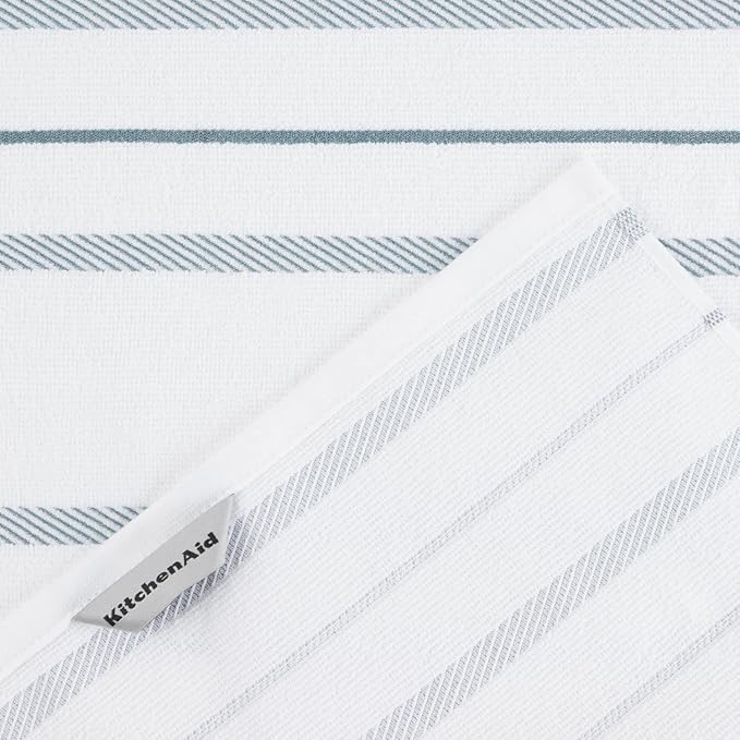 KitchenAid Albany Kitchen Towel 4-Pack Set, Fog Blue/White - Image 5