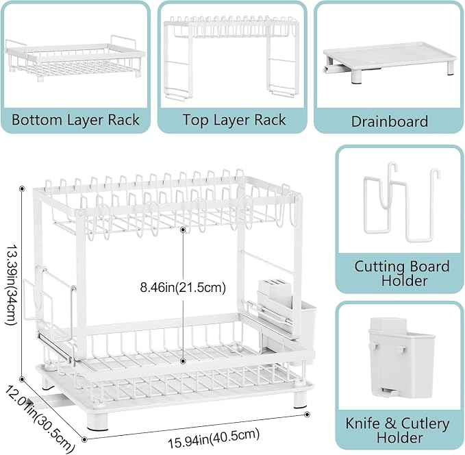 Dish Drying Rack, 2-Tier Dish Racks - Image 6