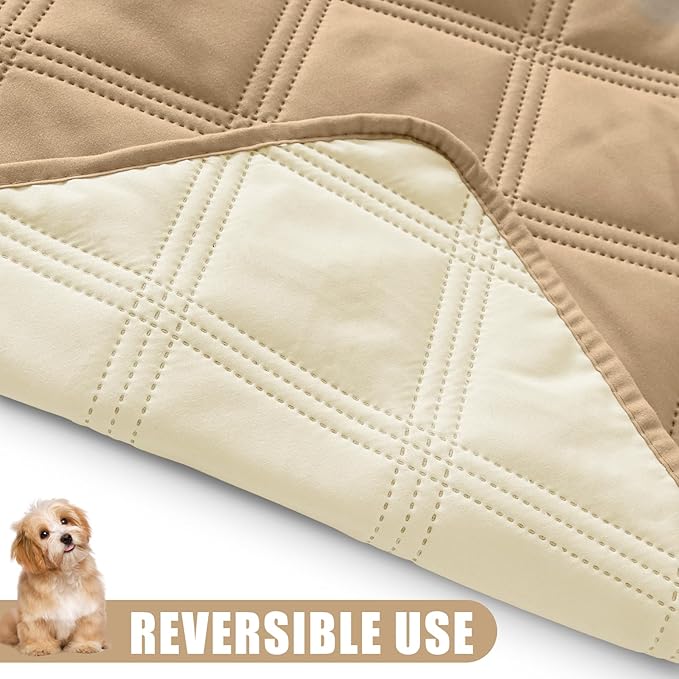 Smiry Waterproof Dog Bed Cover Blanket 40x80, Soft Reversible Pet Blanket, Washable Leakproof Cats Dogs Couch Cover for Sofa, Couch, Furniture, Lattice, Camel/Beige