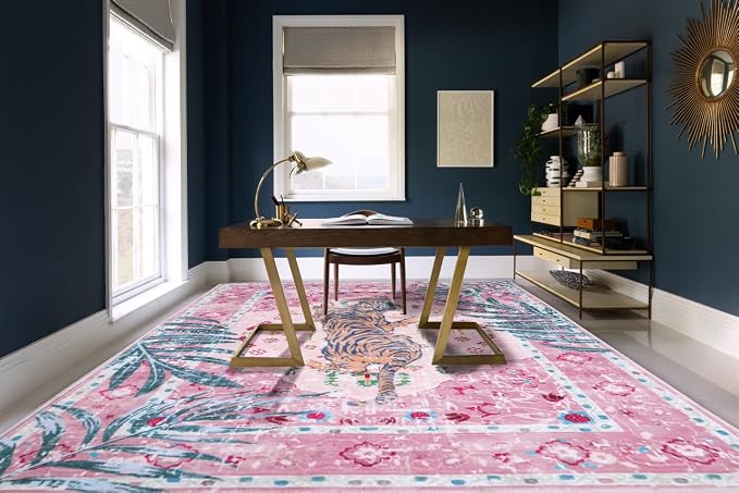 9x12 FT Leopard Rug for Living Room Pink Leopard Vintage Animal Rug Aesthetic - Image 2