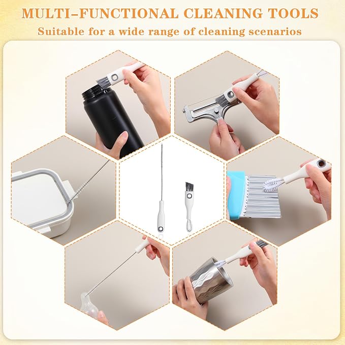 2 Pcs Multifunctional Cup Lid Cleaning Brush and Straw Cleaner Brush Set - Image 4