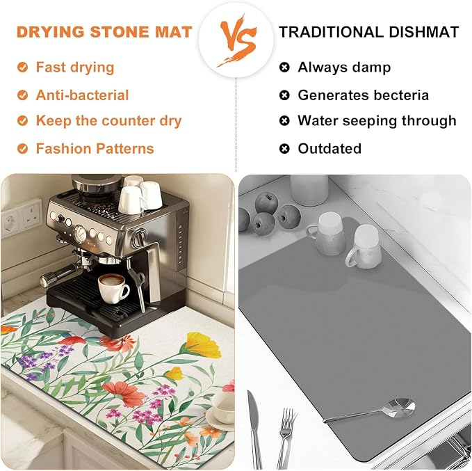 LOKHOM Dish Drying Mat for Kitchen Counter, Dish Drainer Rack Mat for Kitchen - Image 5