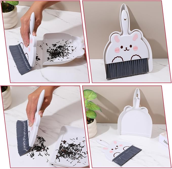 Upgrade Small White Broom and Dustpan Set, Hand Dustpan and Brush Set, Cute - Image 5