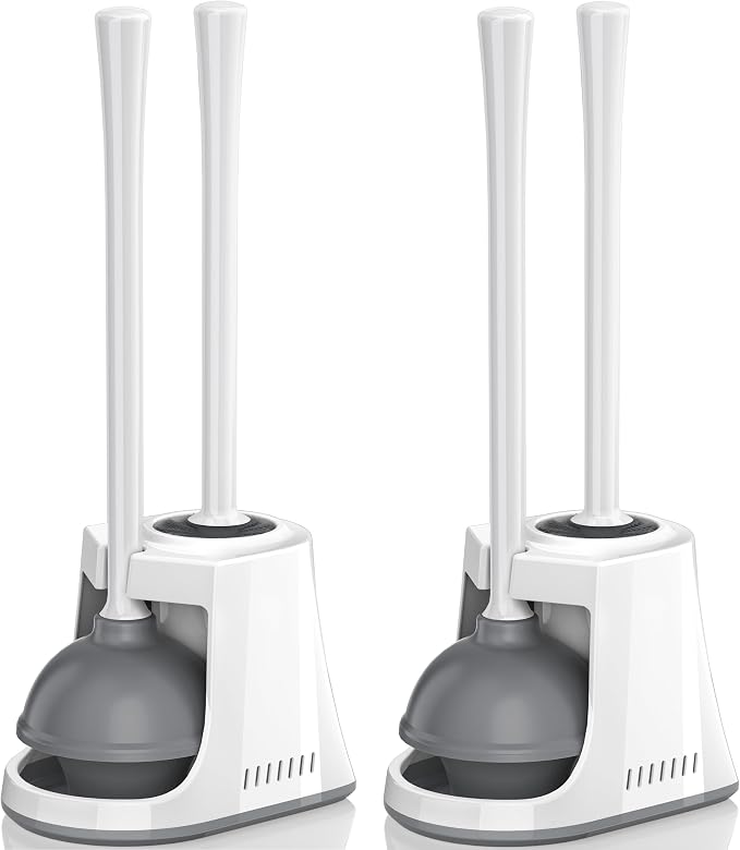 Toilet Plunger and Brush, Bowl Brush and Heavy Duty Toilet Plunger Set by LOVLOY