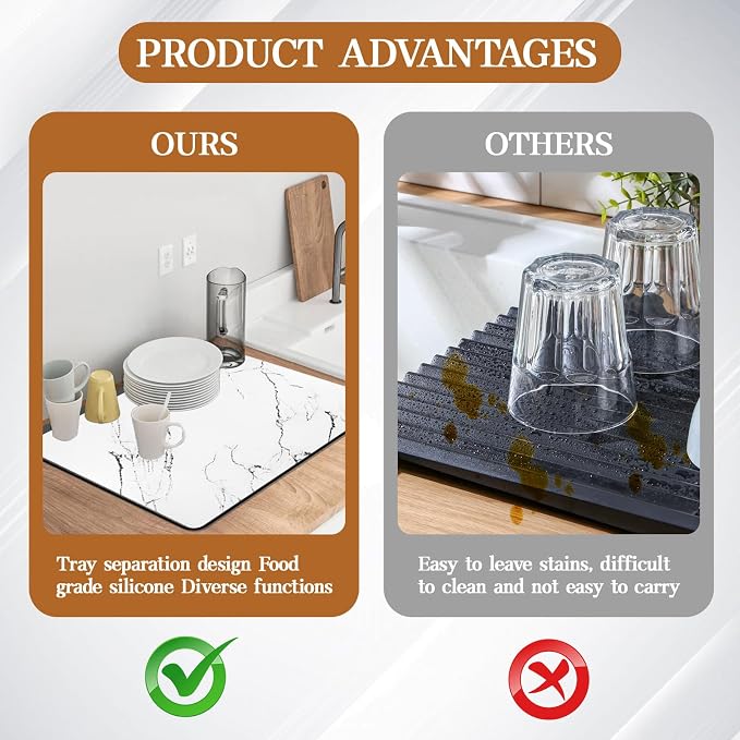 Dish Drying Mat for Kitchen Counter, Hide Stain Kitchen Drying Mat Super - Image 7